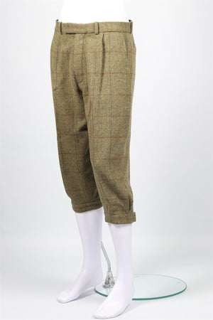 HOLLAND & HOLLAND GREEN MEN'S CHECKED WOOL TAPERED PANTS FR 42 UK 34