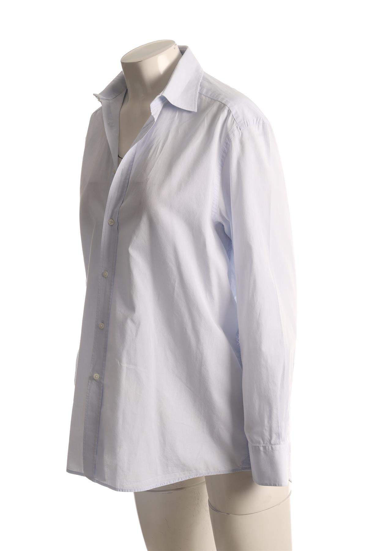 WITH NOTHING UNDERNEATH BLUE COTTON SHIRT LARGE
