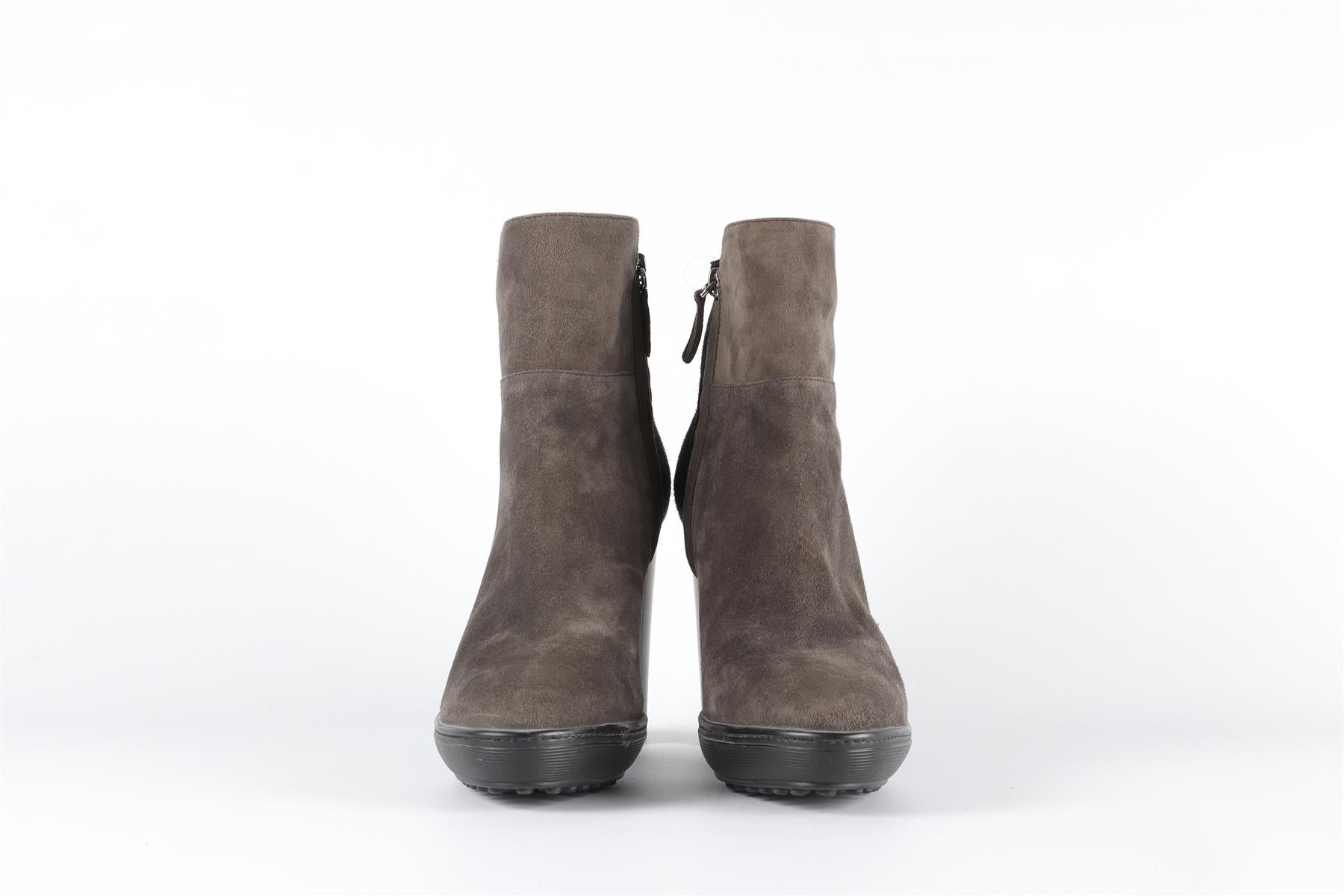 TOD'S GREY SUEDE ANKLE BOOTS HEELS EU 39 UK 6 US 9