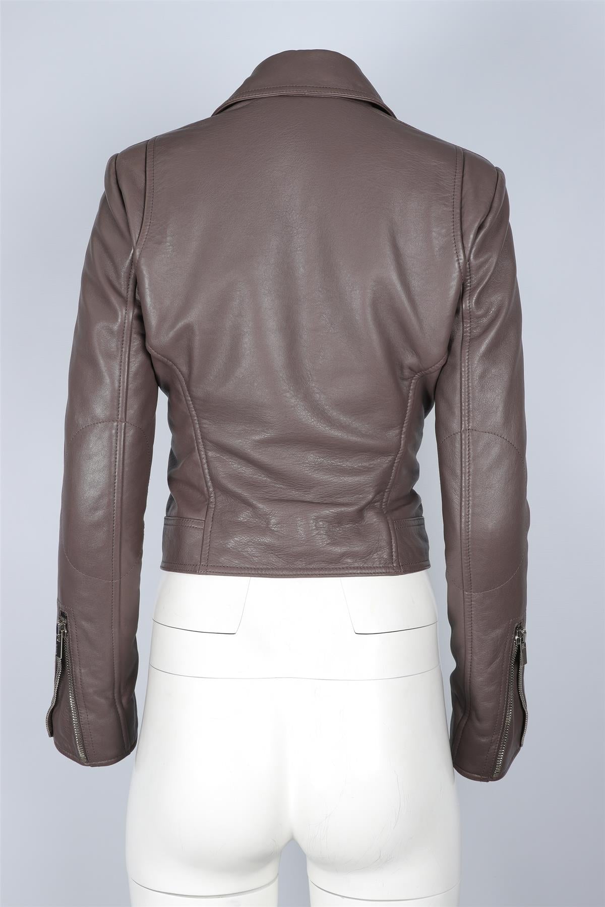 BALENCIAGA MAUVE LEATHER JACKET FR 36 UK 8