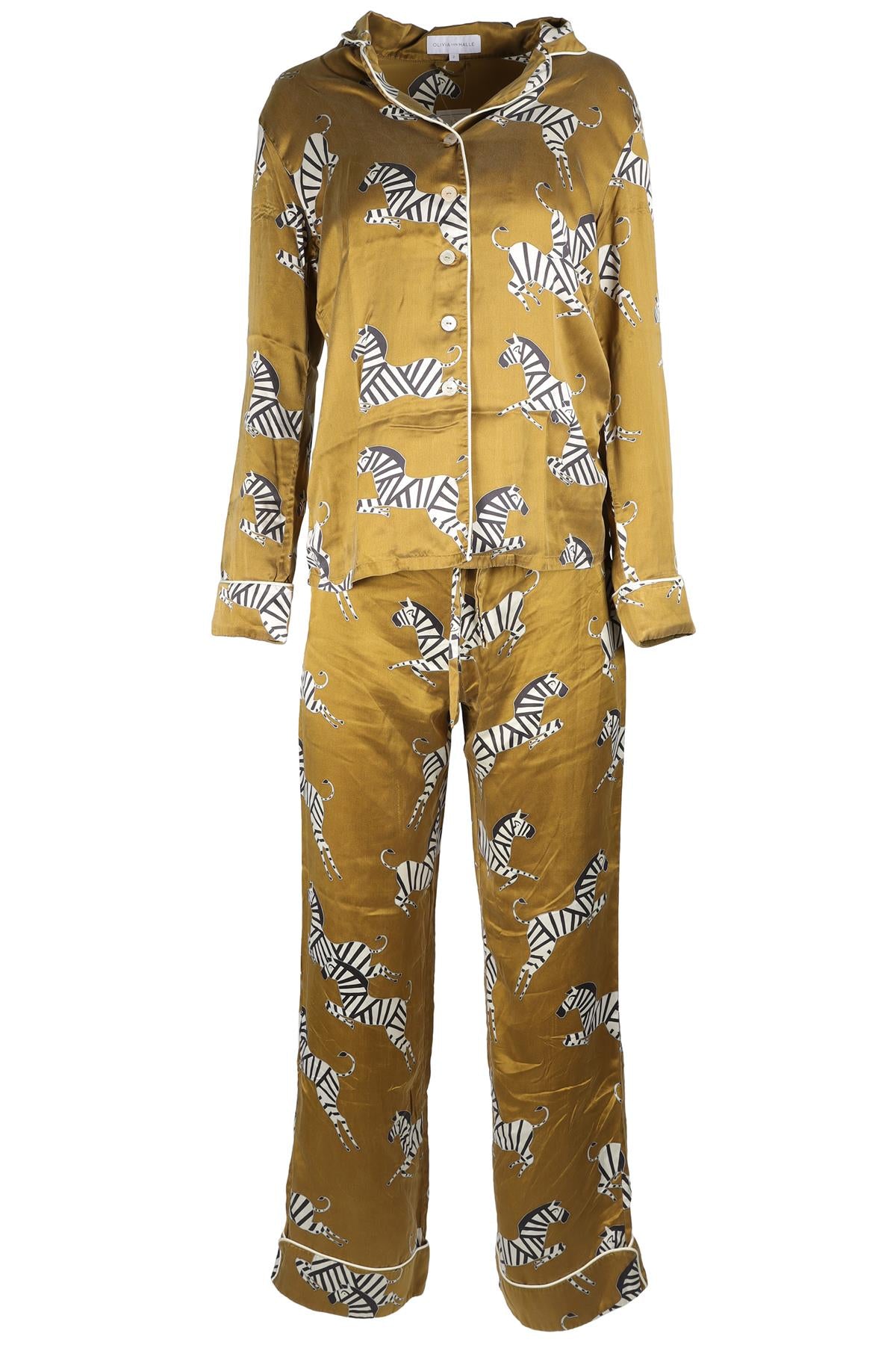 OLIVIA VAN HALLE GREEN SILK PYJAMA SET US 2 UK 6