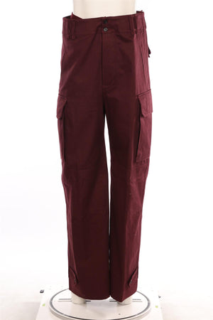 SAINT LAURENT BURGUNDY COTTON WIDE LEG PANTS FR 36 UK 8
