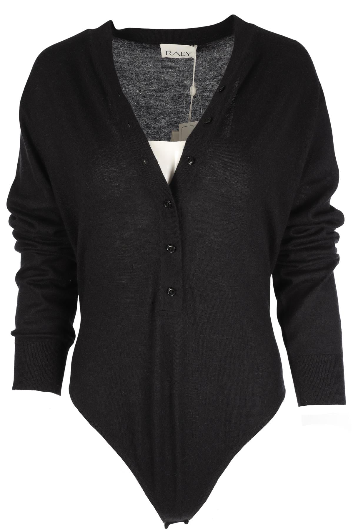 RAEY BLACK CASHMERE BODYSUIT SMALL