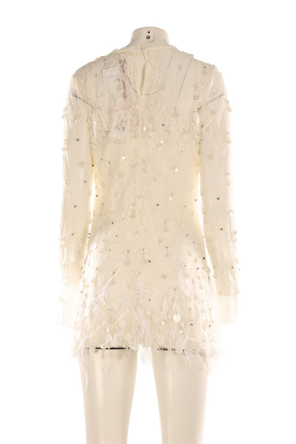 LOVESHACKFANCY CREAM LACE MINI DRESS UK 8