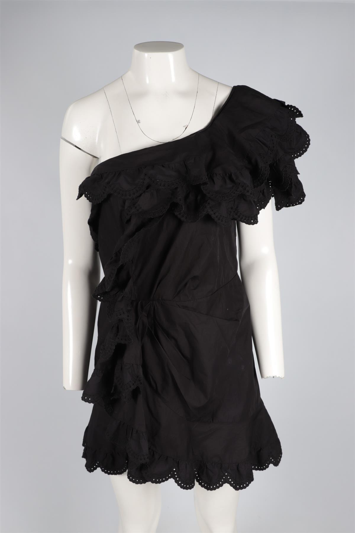 ISABEL MARANT BLACK COTTON MINI DRESS FR 42 UK 14
