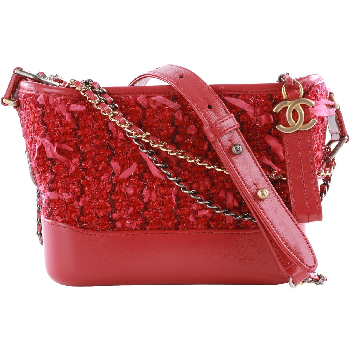 CHANEL PINK 2017-2018 GABRIELLE SMALL TWEED SHOULDER BAG