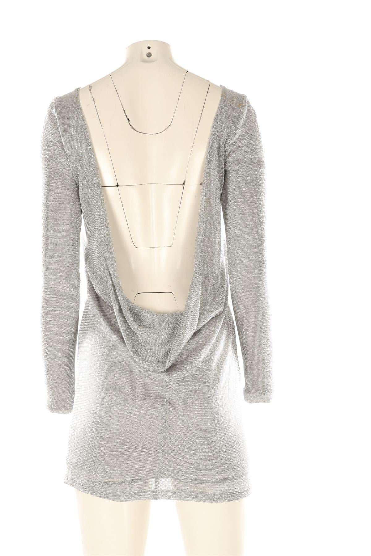 JAY AHR SILVER WOVEN MINI DRESS SMALL