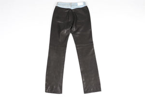 HALFBOY BLACK LEATHER STRAIGHT LEG PANTS SMALL