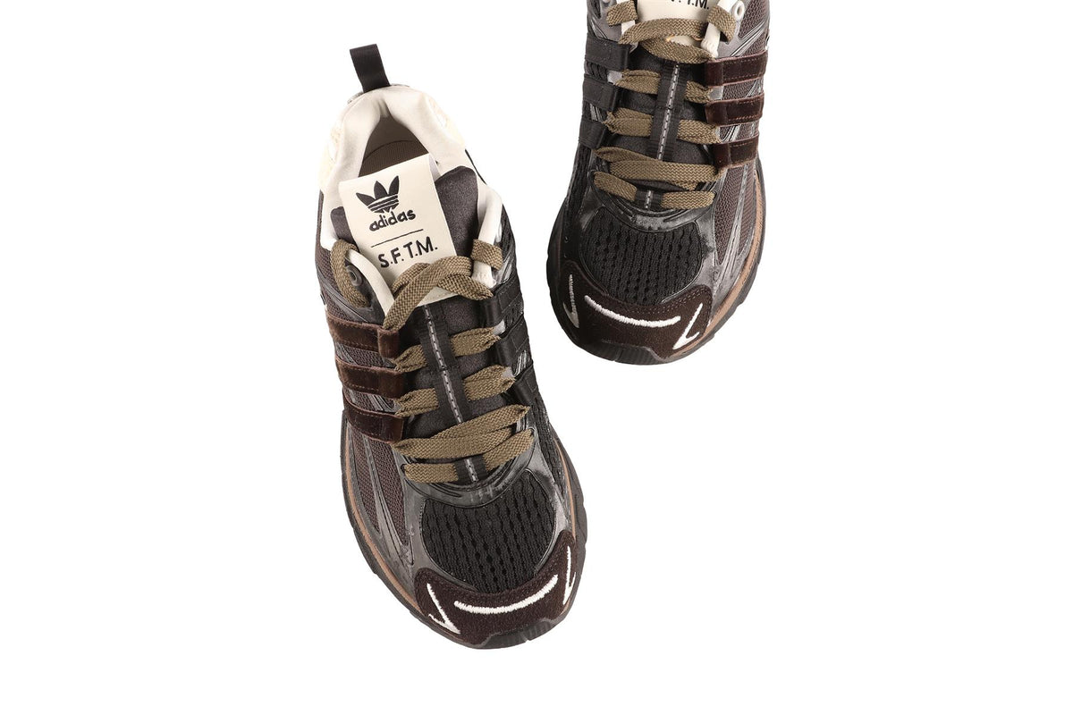 ADIDAS + SONG FOR THE MUTE BLACK ADISTAR CORE BLACK, DARK BROWN & EARTH STRATA SNEAKERS FR 38 2/3 UK 5.5 US 6