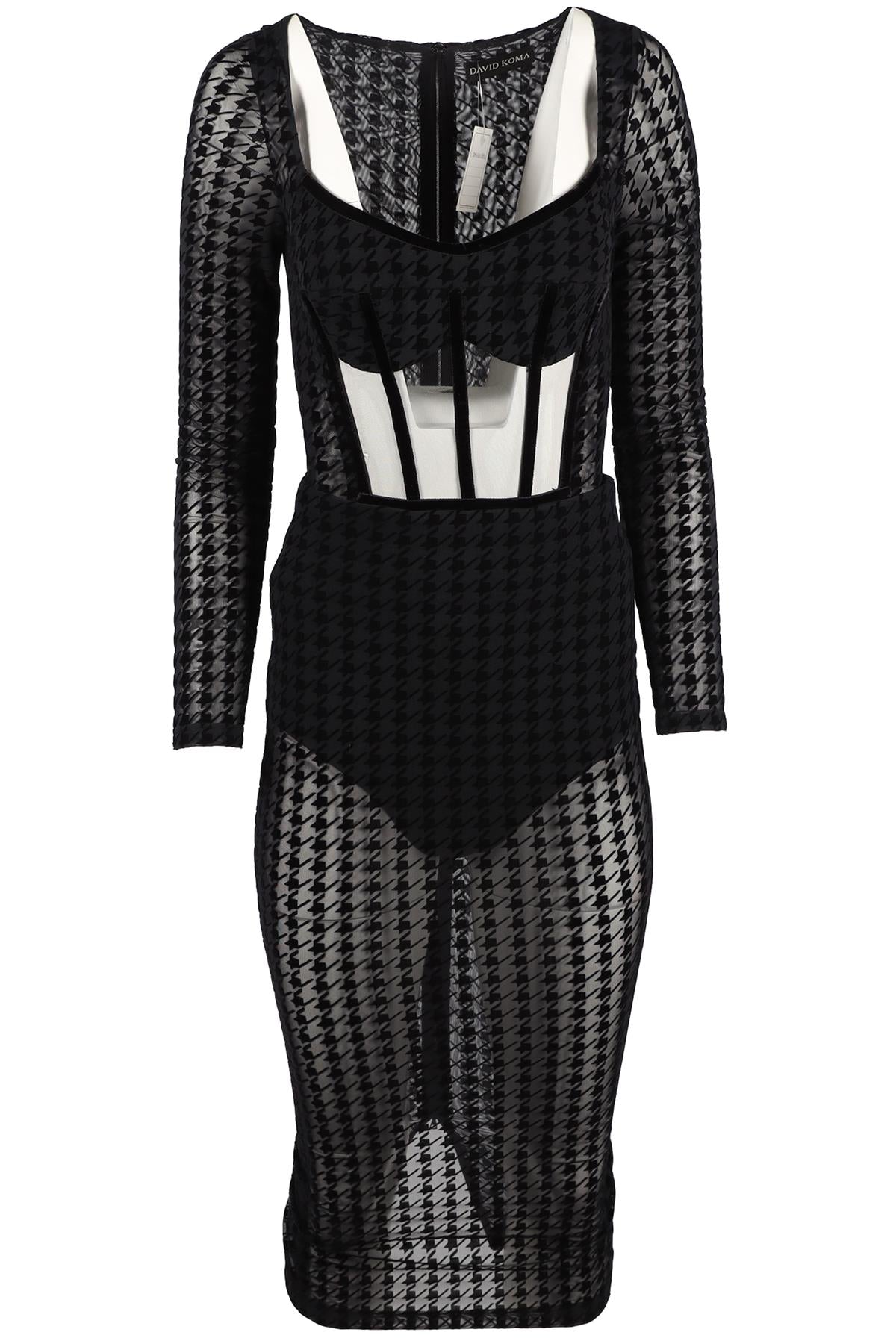 DAVID KOMA BLACK MESH MIDI DRESS UK 6
