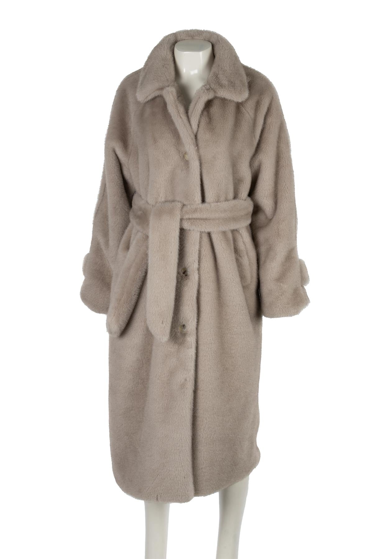 MEOTINE GREY KELLY FAUX FUR COAT XSMALL - SMALL