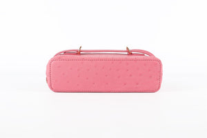ANALEENA PINK OSTRICH LEATHER CLUTCH