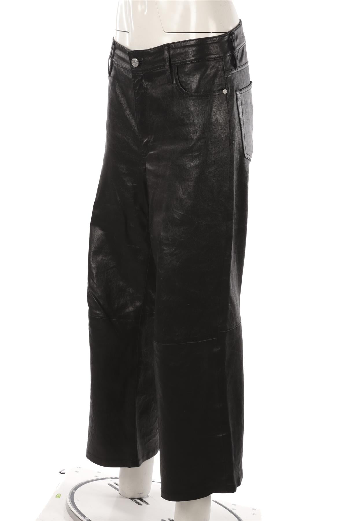 FRAME BLACK LEATHER WIDE LEG PANTS UK 8