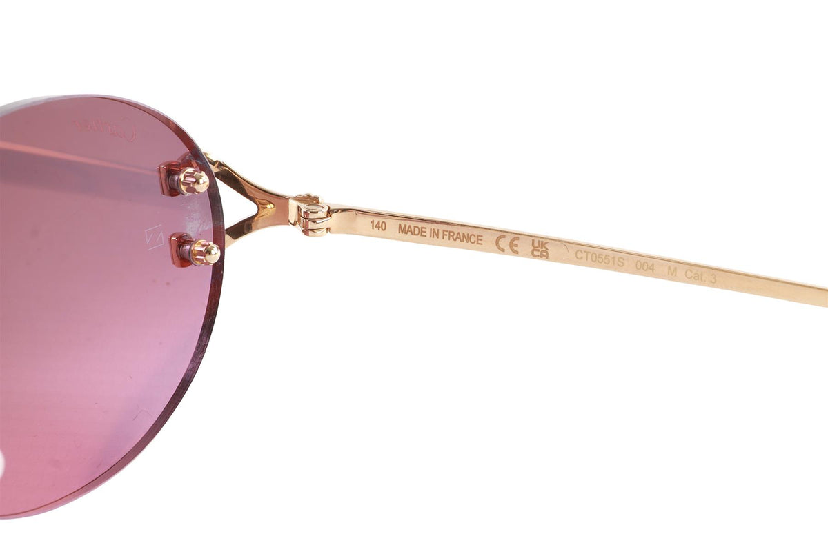 CARTIER PURPLE ROUND FRAME METAL SUNGLASSES