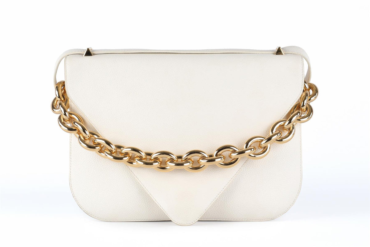 BOTTEGA VENETA WHITE MOUNT MEDIUM LEATHER SHOULDER BAG