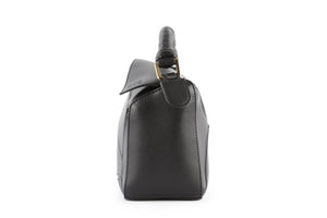 LOEWE BLACK PUZZLE SMALL LEATHER TOTE BAG
