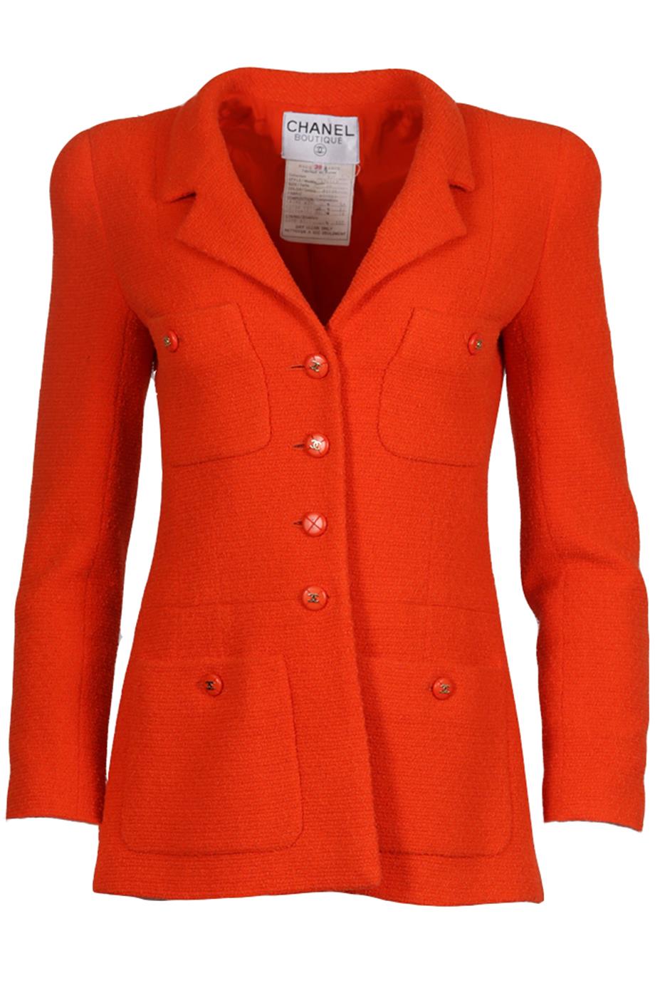 CHANEL 1995 WOOL AND COTTON BLEND TWEED BLAZER FR 38 UK 10