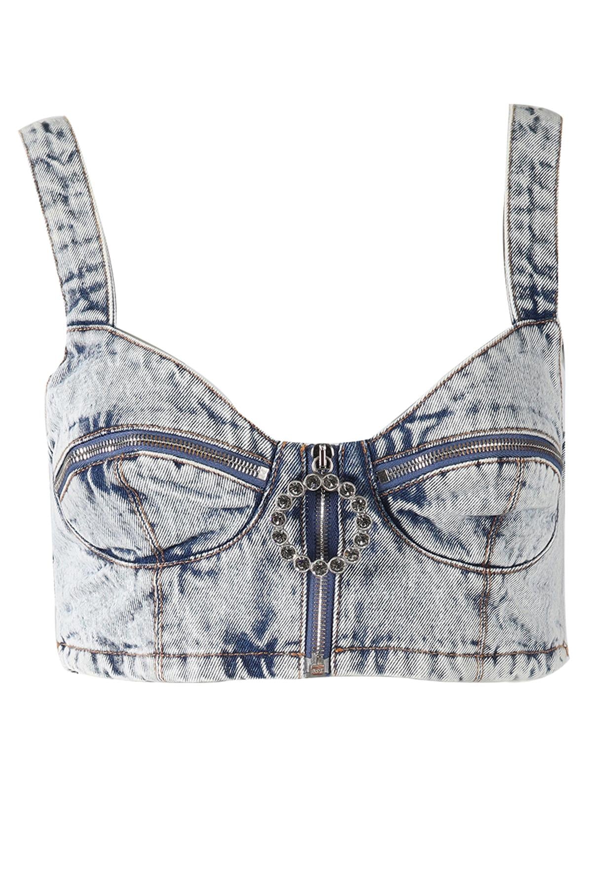 ALESSANDRA RICH CROPPED DENIM TOP IT 42 UK 10