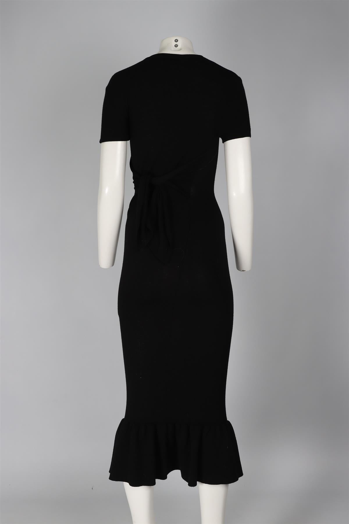 KHAITE BLACK WOOL BLEND MAXI DRESS US 8 UK 12