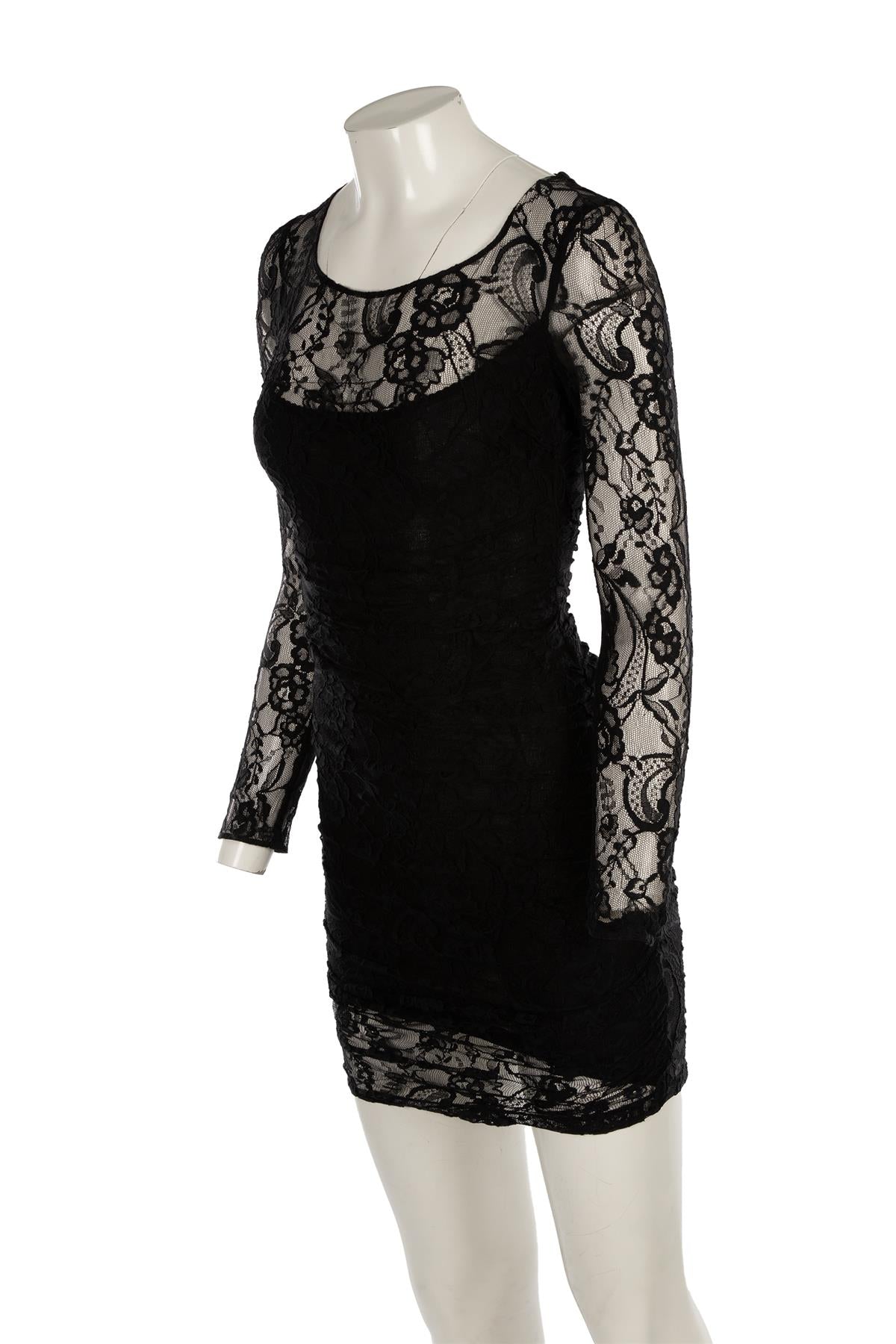 DOLCE & GABBANA BLACK LACE MINI DRESS IT 38 UK 6