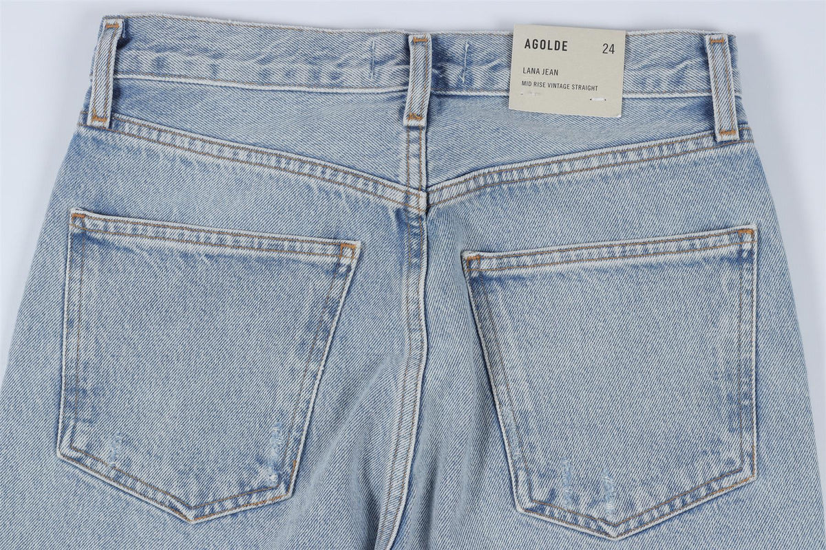 AGOLDE BLUE HIGH RISE STRAIGHT LEG JEANS W24 UK 6