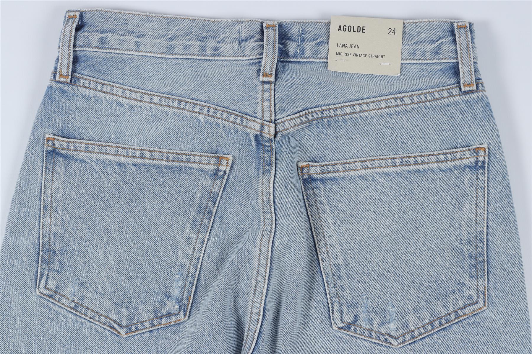 AGOLDE BLUE HIGH RISE STRAIGHT LEG JEANS W24 UK 6