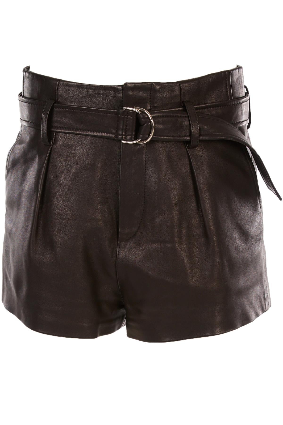 IRO BLACK LEATHER SHORTS FR 38 UK 10