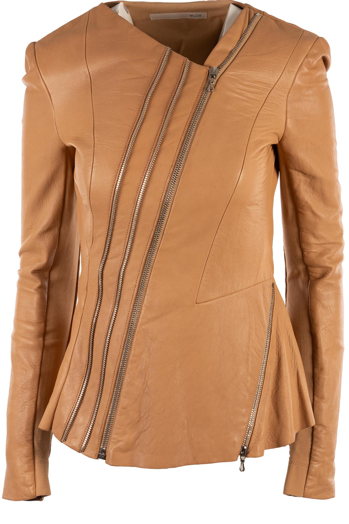 WILLOW TAN LEATHER JACKET UK 8
