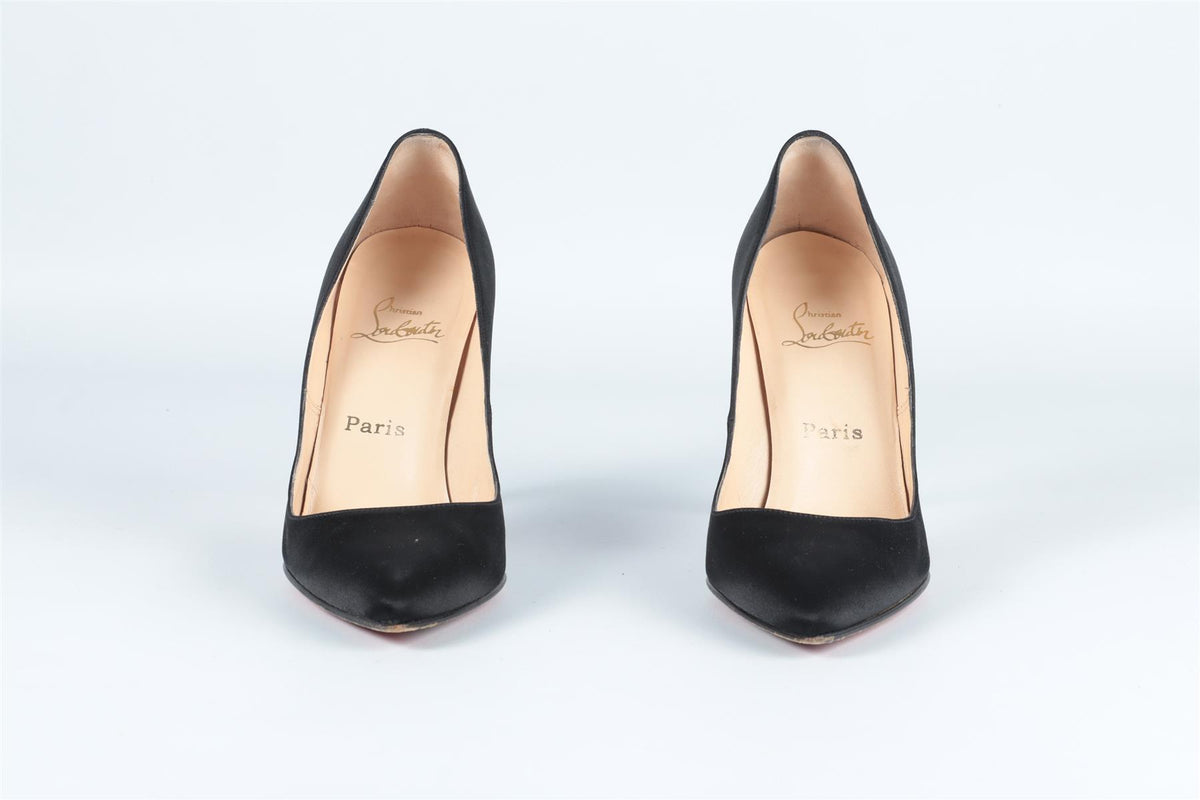 CHRISTIAN LOUBOUTIN BLACK SATIN PUMPS EU 39 UK 6 US 9