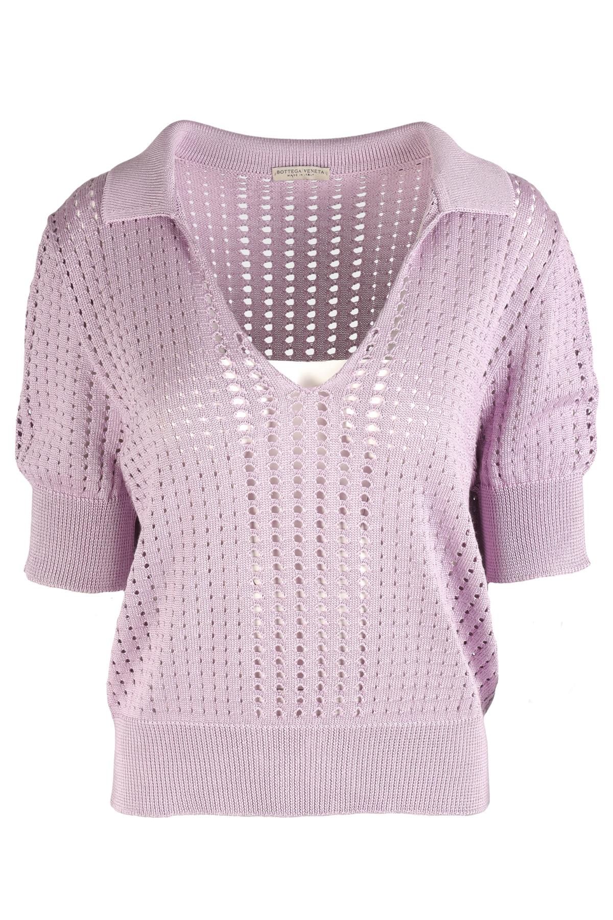 BOTTEGA VENETA PURPLE SILK POLO TOP IT 46 UK 14