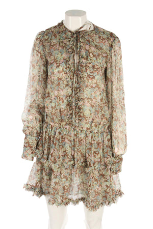 STELLA MCCARTNEY GREEN SILK MINI DRESS IT 36 UK 4