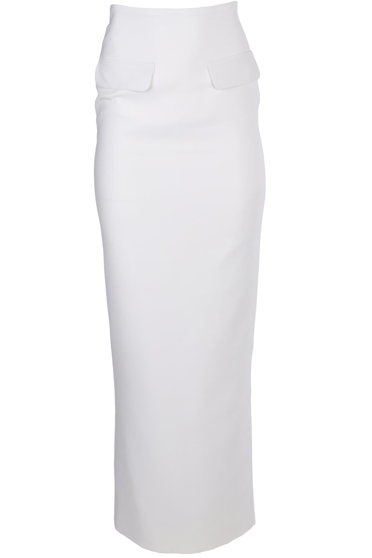 MÔNOT WHITE CREPE MAXI SKIRT IT 36 UK 4