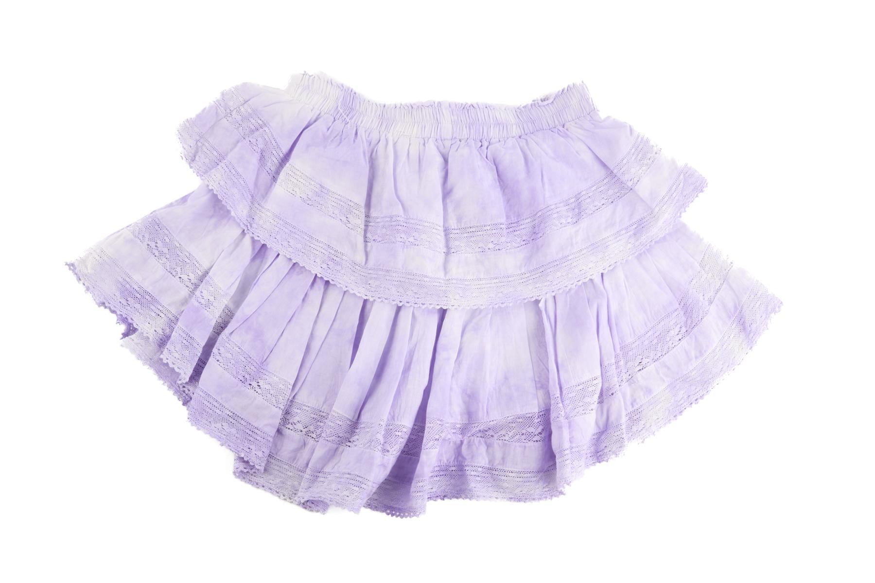 LOVESHACKFANCY PURPLE COTTON MINI SKIRT XSMALL