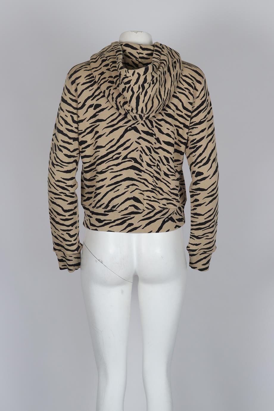NILLI LOTAN PRINTED COTTON JERSEY HOODIE SMALL