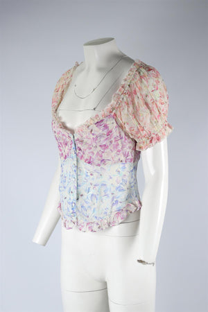 LOVESHACKFANCY MULTI SILK TOP US 6 UK 10