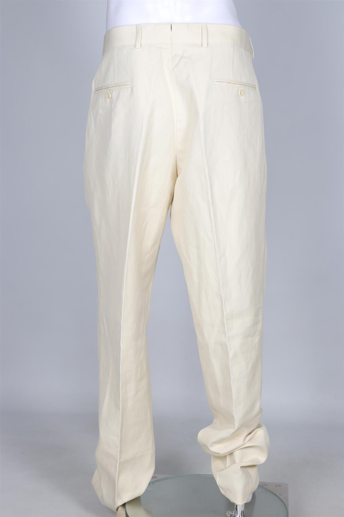 LORO PIANA YELLOW MEN'S COTTON STRAIGHT LEG TROUSERS IT 60 UK/US 42