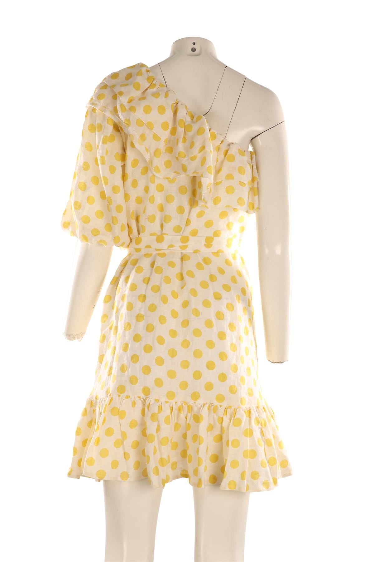LISA MARIE FERNANDEZ YELLOW LINEN MINI DRESS ONE SIZE