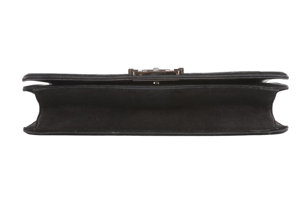 CHANEL BLACK 2014 BOY FLAP PYTHON AND NUBUCK CLUTCH
