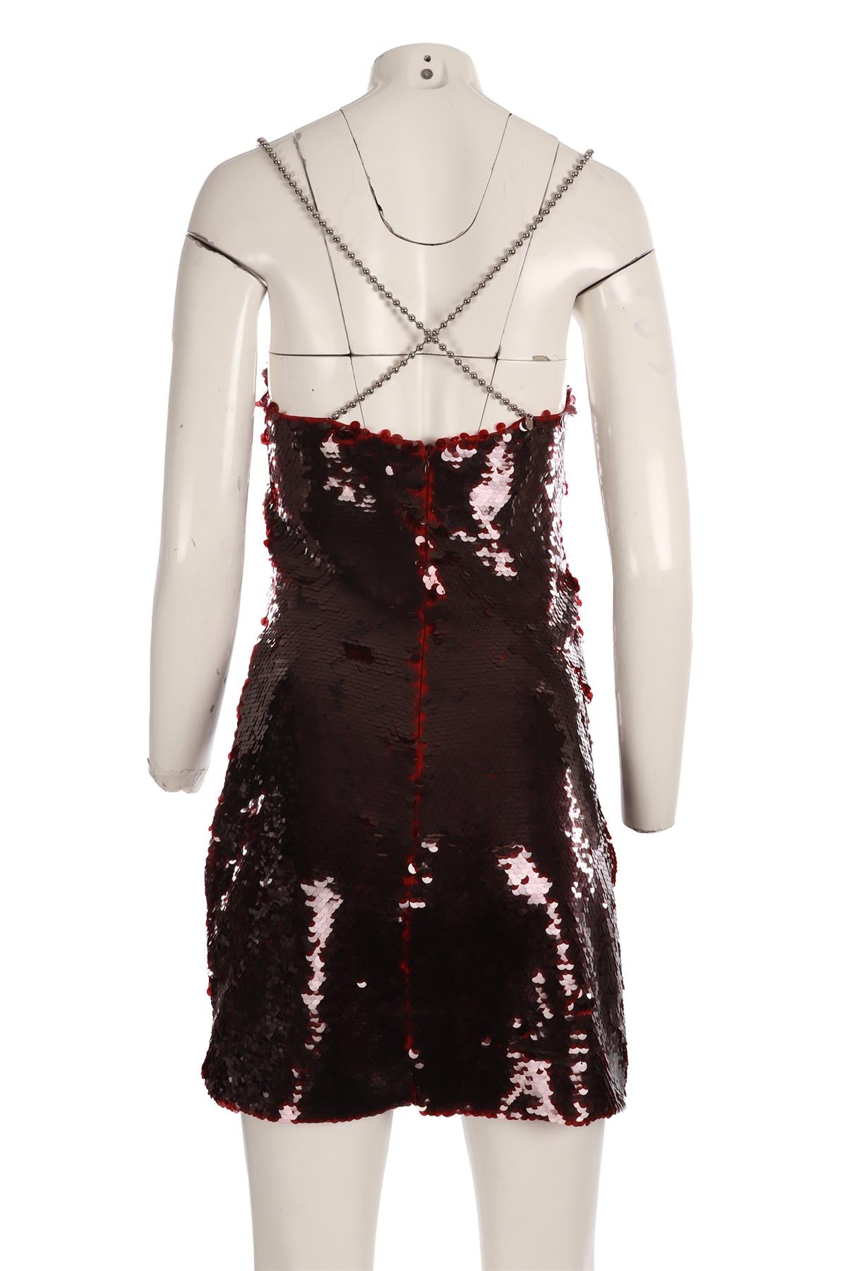 THE ATTICO BURGUNDY SEQUIN MINI DRESS IT 44 UK 12