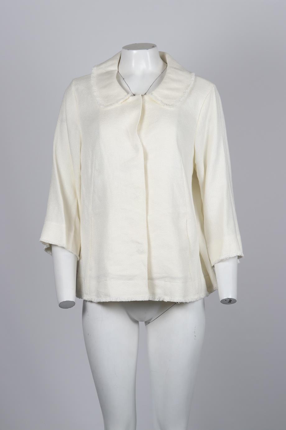 VOYAGE BY MARINA RINALDI LINEN AND COTTON BLEND JACKET UK 16