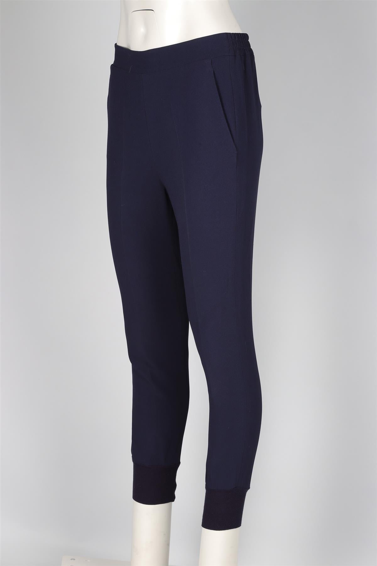 STELLA MCCARTNEY NAVY CREPE TAPERED PANTS IT 36 UK 4
