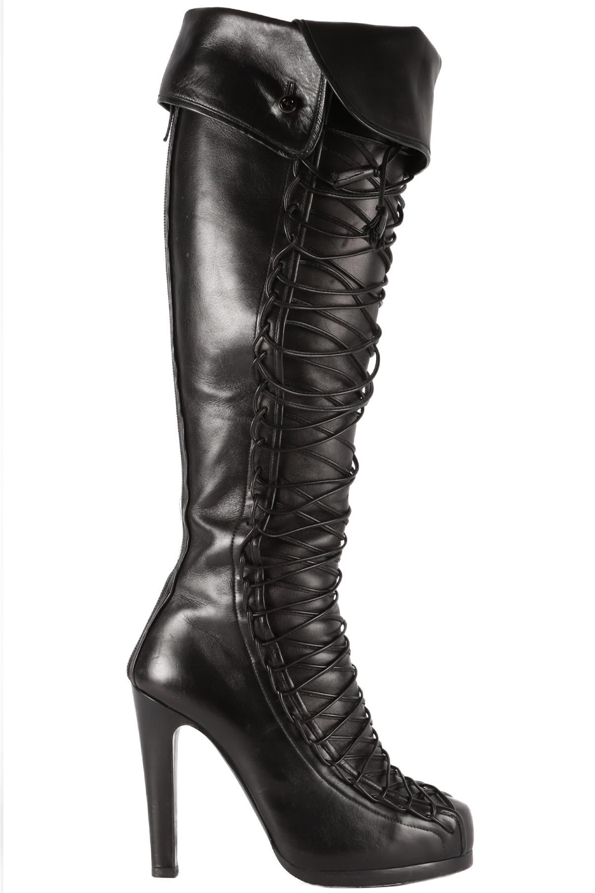 TABITHA SIMMONS BLACK LEATHER KNEE HIGH BOOTS EU 38 UK 5 US 8