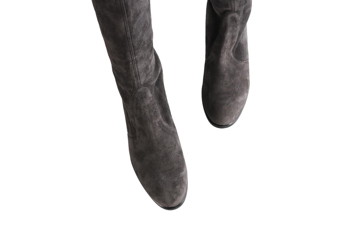 STUART WEITZMAN GREY TIELAND SUEDE OVER THE KNEE BOOTS US 8.5 UK 5.5 EU 38.5