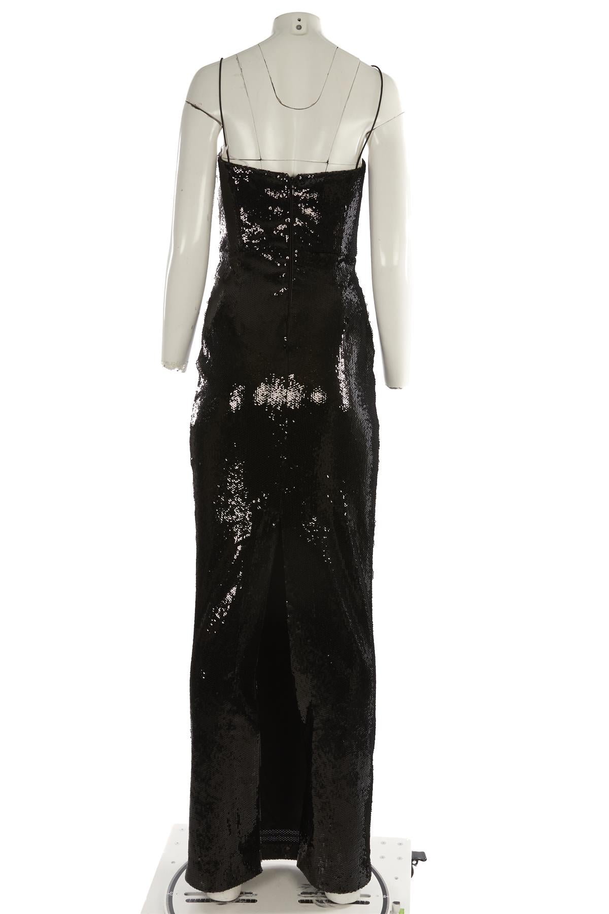 REBECCA VALLANCE BLACK SEQUIN MAXI DRESS UK 8