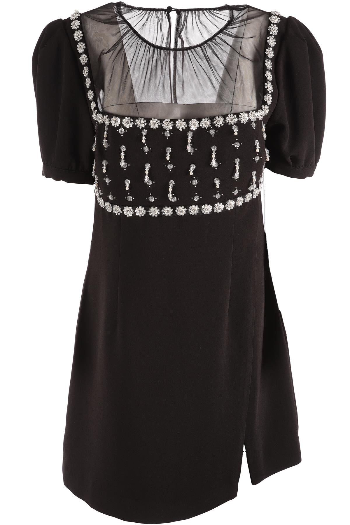 SELF-PORTRAIT BLACK CREPE MINI DRESS UK 14