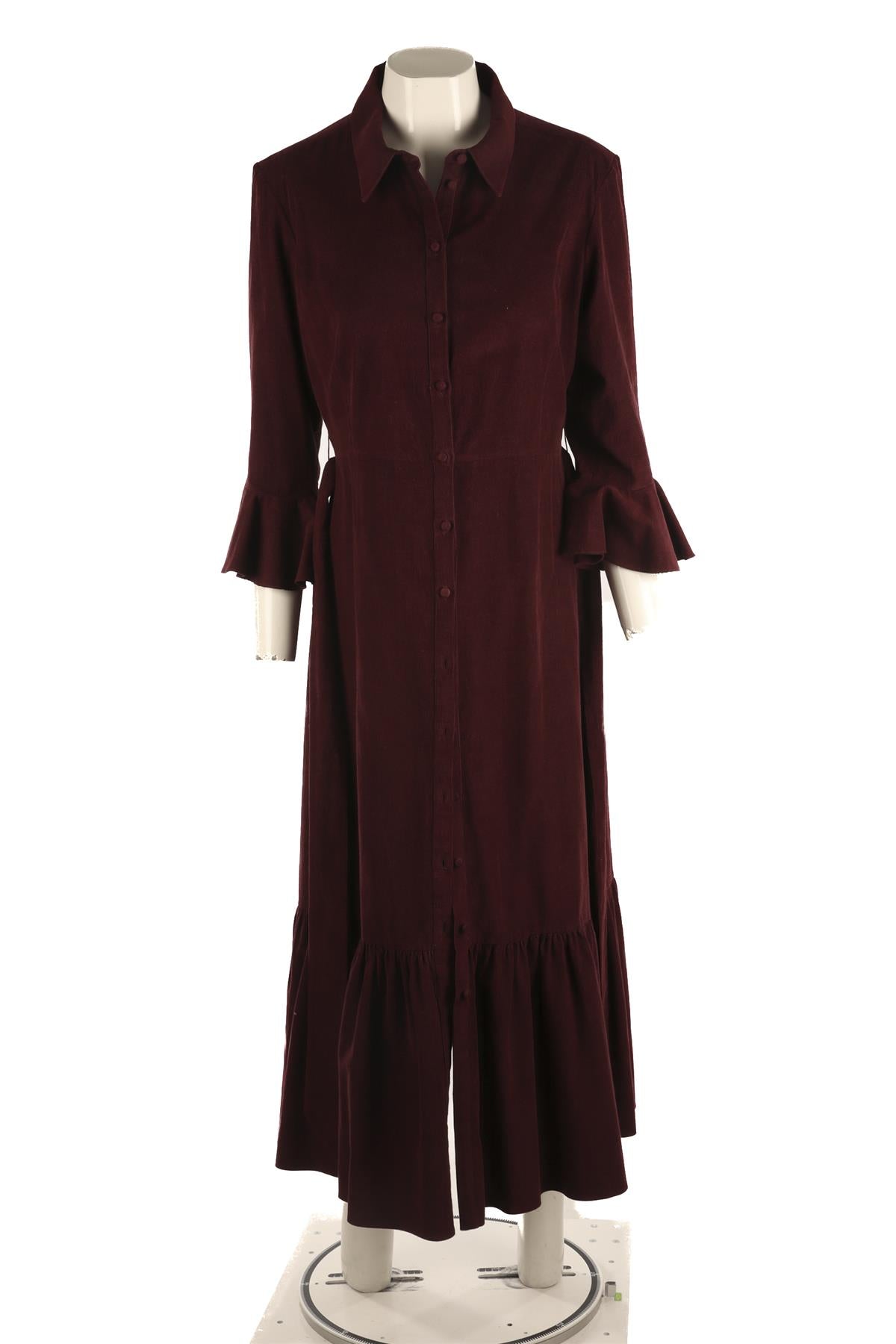 BEULAH BURGUNDY COTTON MAXI DRESS UK 14