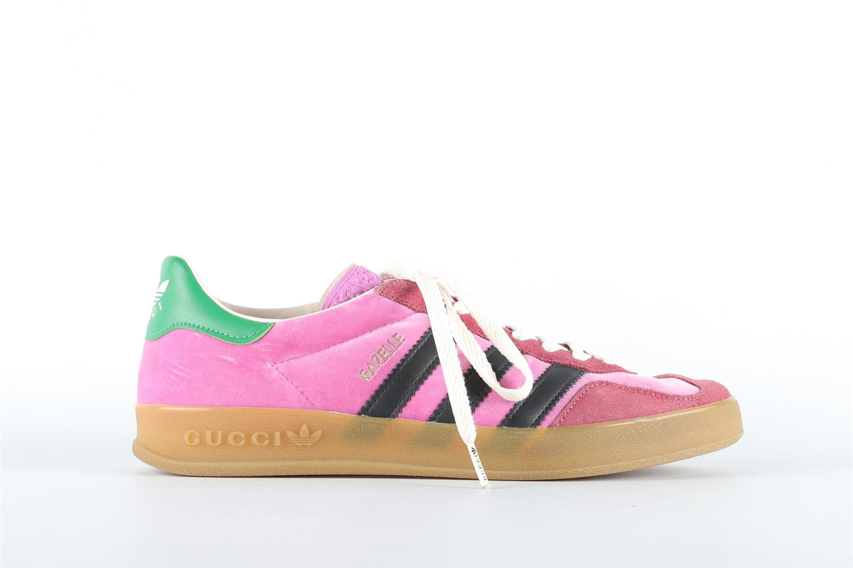 GUCCI + ADIDAS GAZELLE PINK VELVET SNEAKERS UK 7 FR 40.5 US 8.5