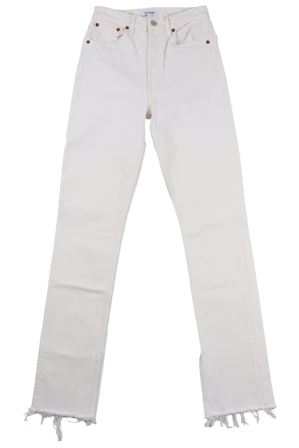 RE/DONE CREAM HIGH RISE STRAIGHT LEG JEANS W24 UK 6