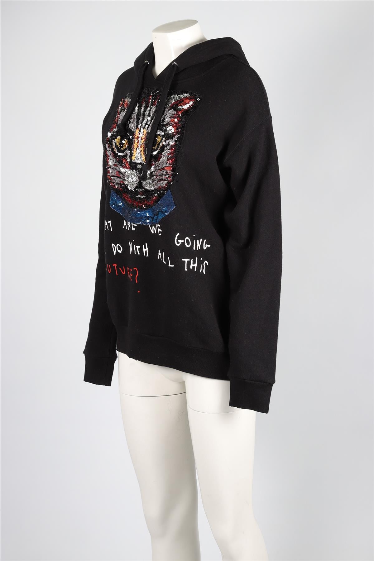 GUCCI BLACK COTTON HOODIE SMALL