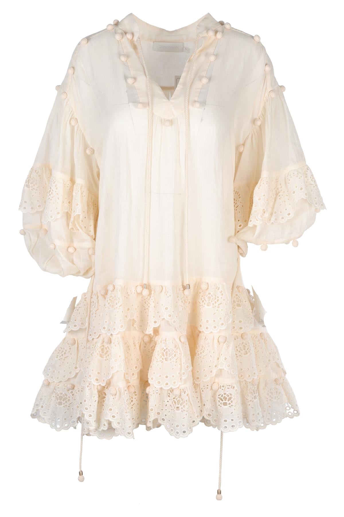 ZIMMERMANN CREAM RAMIE MINI DRESS UK 8